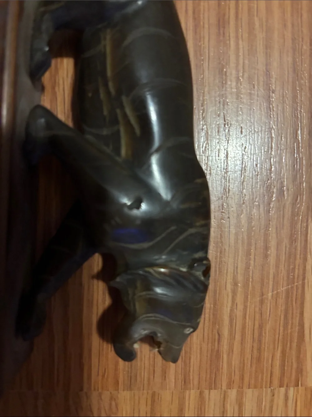 Vintage Carved Wooden panther Figurine - Dark Brown - Picture 2 of 5